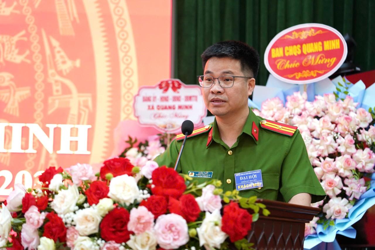 Đồng chí Đoàn Tuất - UVBTV, Trưởng Công an xã Quang Minh phát biểu chỉ đạo