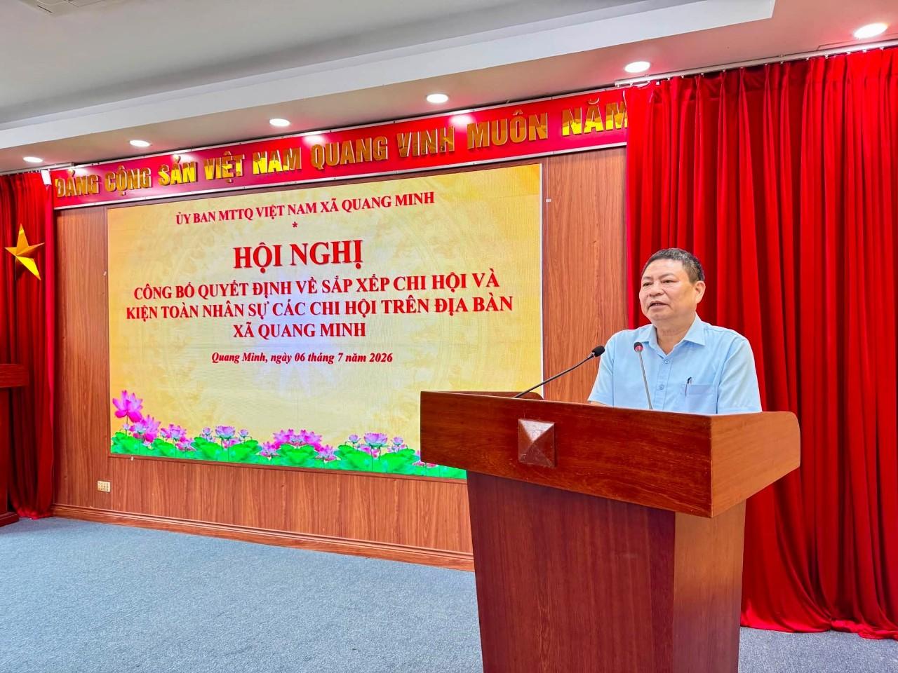 Đồng chí Lê Sỹ Cường - Ủy viên Ban Thường vụ Đảng ủy, Chủ tịch Ủy ban MTTQ Việt Nam xã phát biểu chỉ đạo