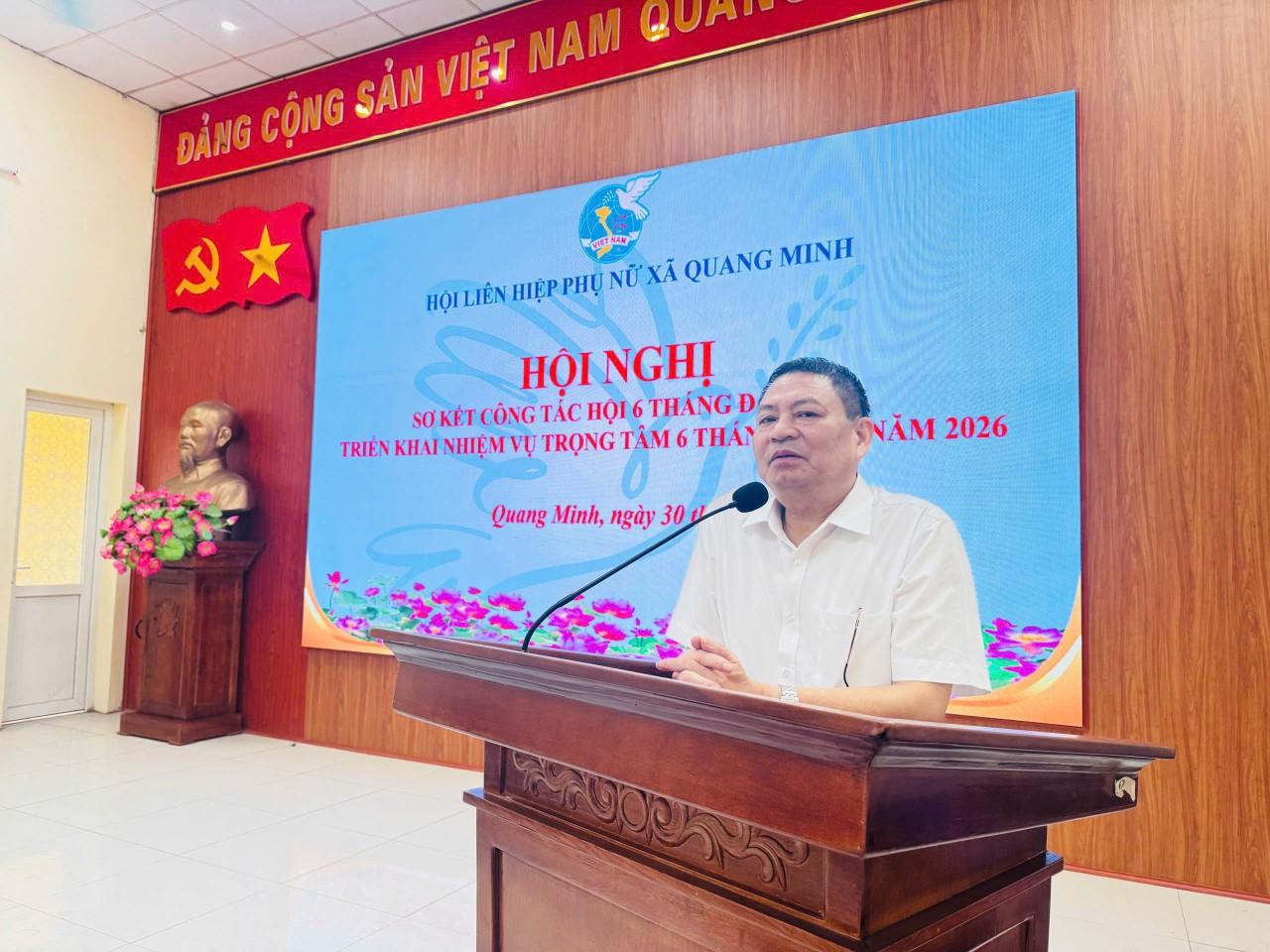 Đồng chí Lê Sỹ Cường - Ủy viên Ban Thường vụ, Chủ tịch Ủy ban MTTQ Việt Nam xã phát biểu chỉ đạo